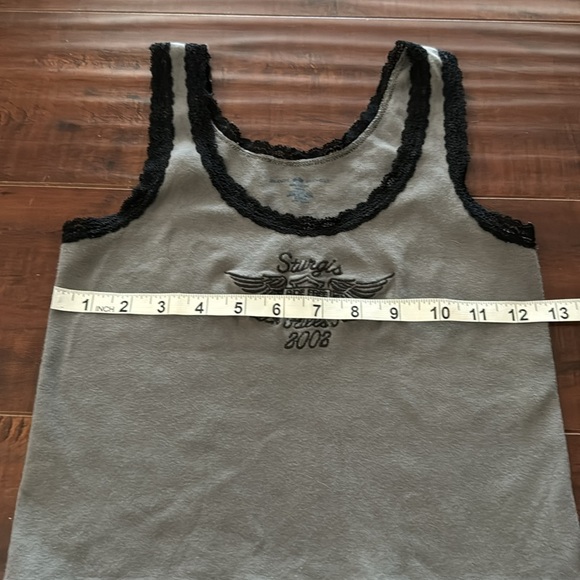 Brandy Melville Lace Trim Tank Top, Gray/Black, Sturgis, One Size - Picture 5 of 7